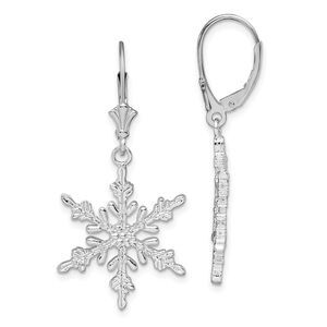 Kazi Luxury De-Ani Silver Rhodium-Plated Polished Snowflake Leverback Earrings